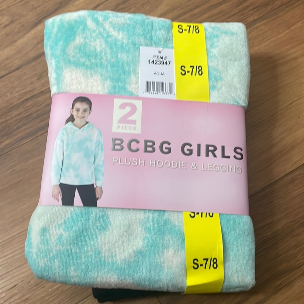 BCBG girls‎ 2 piece plush hoodie aqua and legging set